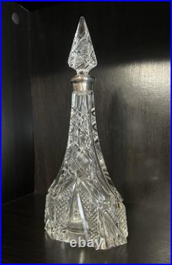 Antique Vintage Beautifully Etched Perfume Bottle with Hallmarks 9 tall Antique Vintage Beautifully Etched Perfume Bottle with Hallmarks 9 tall