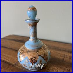Antique Vintage Blue Opaline Gilded Perfume Bottle #3 on Bottle & Stopper