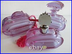 Antique/ Vintage Bohemian ART DECO Vanity SET Perfume bottle NEODYMIUM Crystal