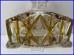 Antique Vintage Bohemian Art Deco Perfume Vanity Set Of 3 Amber Cut Glass 1930s