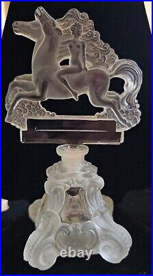 Antique Vintage CZECHOSLOVAKIAN Frosted Nude On Horseback 1930s Perfume Bottle