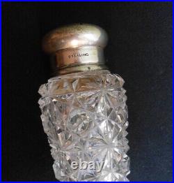 Antique Vintage Cut Glass Lay Down Perfume Bottle- Sterling Cap