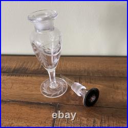Antique Vintage Edwardian Etched Floral Perfume Bottle Guilloche Enamel Stopper