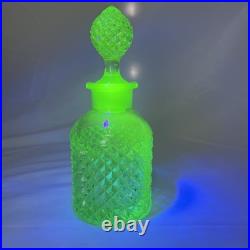 Antique Vintage Green Uranium Vaseline Glass Westmoreland Hobnail Scent Bottle Antique Vintage Green Uranium Vaseline Glass Westmoreland Hobnail Scent Bottle