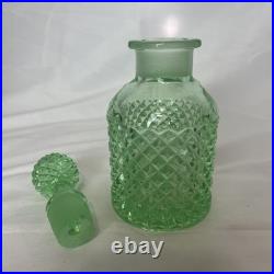 Antique Vintage Green Uranium Vaseline Glass Westmoreland Hobnail Scent Bottle Antique Vintage Green Uranium Vaseline Glass Westmoreland Hobnail Scent Bottle