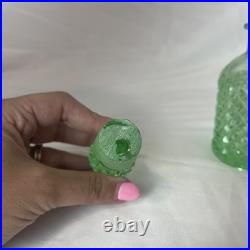 Antique Vintage Green Uranium Vaseline Glass Westmoreland Hobnail Scent Bottle Antique Vintage Green Uranium Vaseline Glass Westmoreland Hobnail Scent Bottle