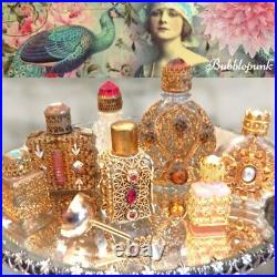 Antique Vintage Jeweled Ormolu Miniature Perfume Bottle Lot Vanity Czech