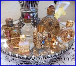 Antique Vintage Jeweled Ormolu Miniature Perfume Bottle Lot Vanity Czech