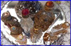 Antique Vintage Jeweled Ormolu Miniature Perfume Bottle Lot Vanity Czech