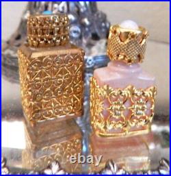 Antique Vintage Jeweled Ormolu Miniature Perfume Bottle Lot Vanity Czech