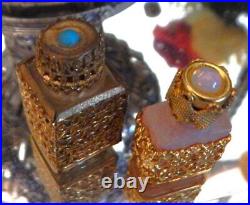 Antique Vintage Jeweled Ormolu Miniature Perfume Bottle Lot Vanity Czech