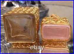 Antique Vintage Jeweled Ormolu Miniature Perfume Bottle Lot Vanity Czech