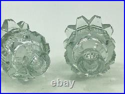 Antique Vintage Pair Set of 2 Crystal Perfume Bottle Art Deco Pressed Glass
