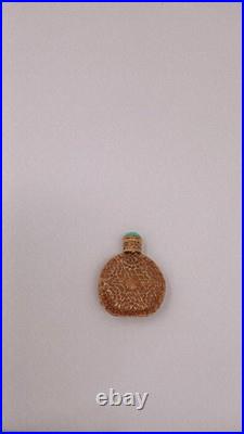 Antique Vintage Perfume Bottle Czech Filigree Green Jeweled Enameled