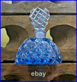 Antique Vintage Perfume Bottle Czech Sky Blue Intact Dauber 1920s STUNNING
