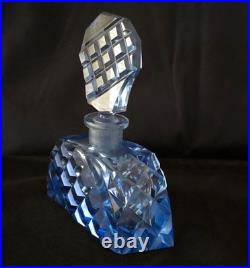 Antique Vintage Perfume Bottle Czech Sky Blue Intact Dauber 1920s STUNNING