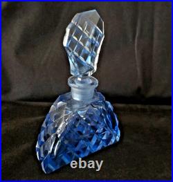 Antique Vintage Perfume Bottle Czech Sky Blue Intact Dauber 1920s STUNNING