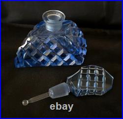Antique Vintage Perfume Bottle Czech Sky Blue Intact Dauber 1920s STUNNING