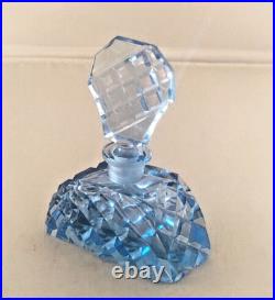 Antique Vintage Perfume Bottle Czech Sky Blue Intact Dauber 1920s STUNNING