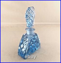 Antique Vintage Perfume Bottle Czech Sky Blue Intact Dauber 1920s STUNNING