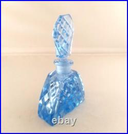 Antique Vintage Perfume Bottle Czech Sky Blue STRIKING DESIGN with dauber 1920s Antique Vintage Perfume Bottle Czech Sky Blue STRIKING DESIGN with dauber 1920s