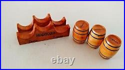 Antique Vintage Perfume Bottle Fragonard Cognac Barrel Set with Rack 1920's RARE