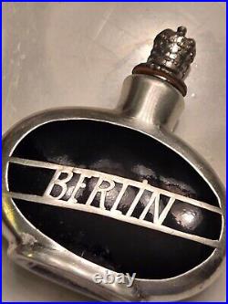 Antique/ Vintage Perfume-Scent Bottle-Silver Overlay on Black Glass-Berlin#1893 Antique/ Vintage Perfume-Scent Bottle-Silver Overlay on Black Glass-Berlin#1893