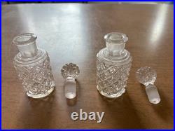 Antique/ Vintage Velvet Basket With2 Hobnail Glass Perfume Bottles WithStoppers
