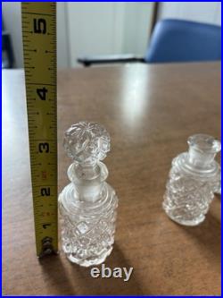 Antique/ Vintage Velvet Basket With2 Hobnail Glass Perfume Bottles WithStoppers