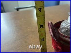 Antique/ Vintage Velvet Basket With2 Hobnail Glass Perfume Bottles WithStoppers