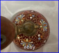Antique Vividly Enameled Frosted & Clear Cranberry Glass Perfume Atomizer
