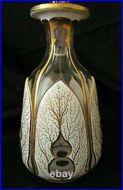 Antique Vtg BOTTLE Bohemian Moser Cut-to-Clear Overlay Glass Perfume or Liquor