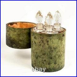 Antique c. 1780-1810 Shagreen 6 Scent Caddy, 4 Perfume Bottles, Flasks, 18k Gold