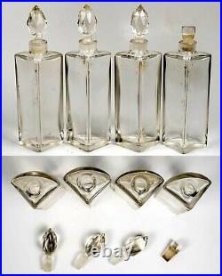 Antique c. 1780-1810 Shagreen 6 Scent Caddy, 4 Perfume Bottles, Flasks, 18k Gold