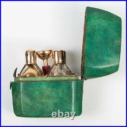 Antique c. 1790-1830 French Scent Caddy, Shagreen, Funnel, 3 Flasks, 18k Gold VGC