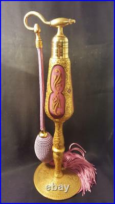Antique rare9.5Tall Volupte Imperial Size with22 kt Gold Perfume Atomizer Bottle