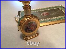 Antique vintage Le Mieux 24 karat gold perfume bottle and tray. Colonial couple