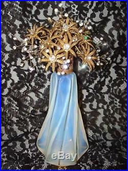 Antique/vtg Jeweled Irice French Perfume Bottlebeautiful Spray Topperopalescen