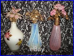 Antique/vtg Jeweled Irice French Perfume Bottlebeautiful Spray Topperopalescen