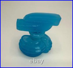 Art Deco BLUE 3.5 Opaline Glass Perfume Bottle with Stopper, Vintage Blow Mold