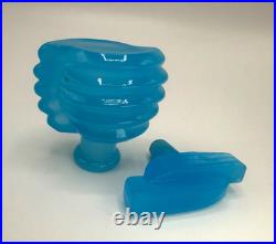 Art Deco BLUE 3.5 Opaline Glass Perfume Bottle with Stopper, Vintage Blow Mold Art Deco BLUE 3.5 Opaline Glass Perfume Bottle with Stopper, Vintage Blow Mold