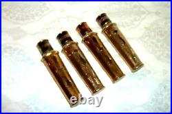 Art Deco Faberge Brass Perfume Miniature Roll On Bottles Set 4 Labels Vintage