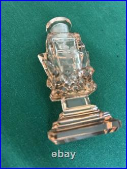 Art Deco Vintage Pink Intaglio Perfume Bottle Excellent Condition. Intaglio Top