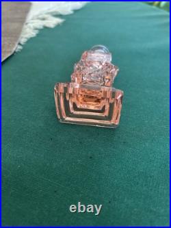 Art Deco Vintage Pink Intaglio Perfume Bottle Excellent Condition. Intaglio Top