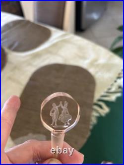 Art Deco Vintage Pink Intaglio Perfume Bottle Excellent Condition. Intaglio Top