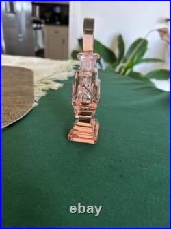 Art Deco Vintage Pink Intaglio Perfume Bottle Excellent Condition. Intaglio Top