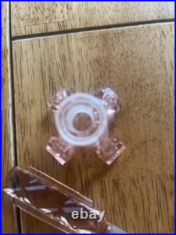 Art Deco perfume bottle/Pink glass/Czechoslovakia C. 1940/Scent Bottle/Cut Glass