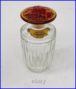 Art Deco vintage French Gardenia Valois art glass perfume bottle Amber stopper