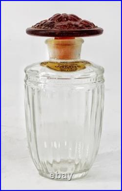 Art Deco vintage French Gardenia Valois art glass perfume bottle Amber stopper