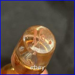 Art Glass Perfume Bottle with Stopper Pink Gold Enamel Floral 6 high Marked 16